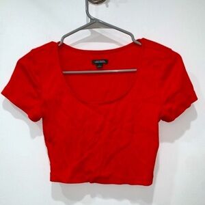 SOLD Orange ribbed scoop neck crop top size small